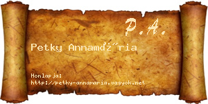 Petky Annamária névjegykártya